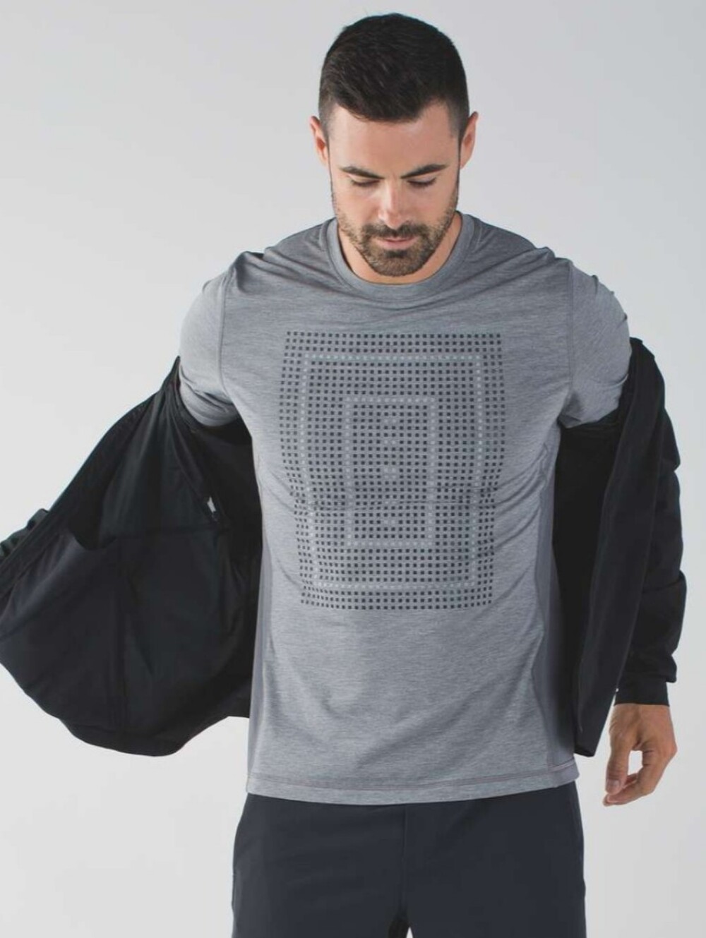 Lululemon Mens Metal Vent Tech Short Sleeve Shirt Grey Graphic Training Tee